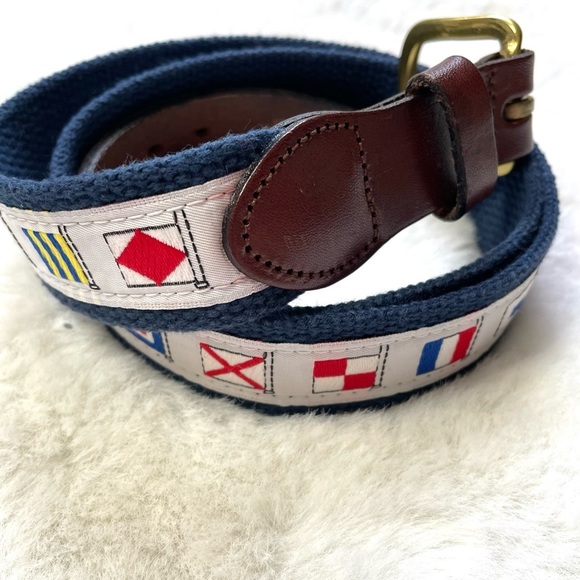 Vintage Other - Essex Handmade Leather Canvas Flag Belt size 34